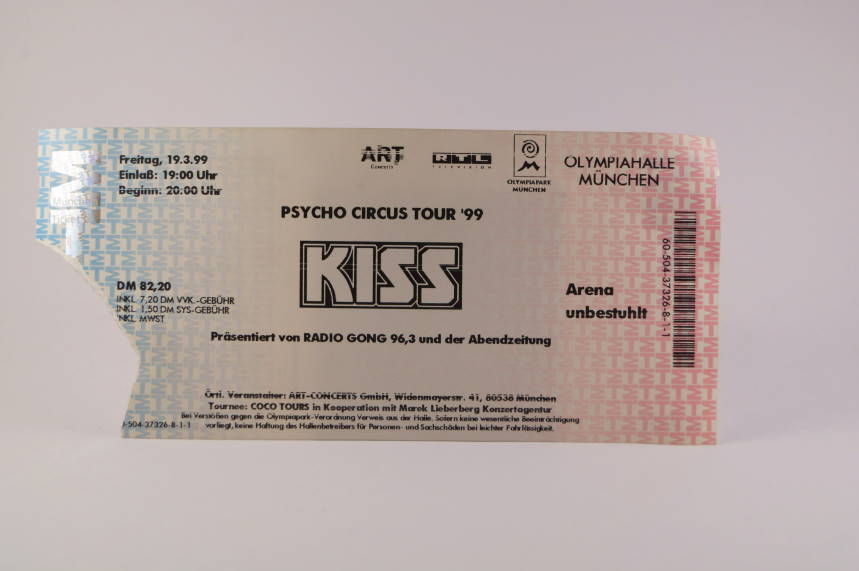 Kiss Concert Ticket 19. März 1999 Munich Olympiahalle