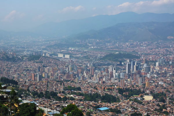 Colombia Medellín View over the city
