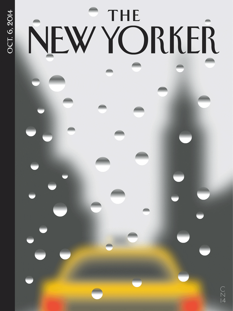Christoph Niemann New Yorker Cover October Raindrops on windscreen