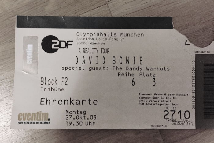 David Bowie, Munich, 2003/10/27, Ticket, Concert